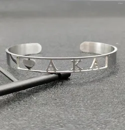 Bangle Handgjorda grekiska sorority Ivy Letter rostfritt stål för att ihåliga lönn laef kvinnor smycken6999296