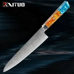 Ostroki nóż szefa kuchni 8 -calowy japoński nóż kuchenny Damascus Kiten Kiten, Pro Cleaver Knify Knifeblue Dorobonalny drewno