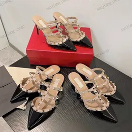 Piatti classici da 6 cm da 8 cm da donna sandali sandali vere in pelle slingback pompe da donna sexy stalloni studiati rivetti di moda rivetti bpat scarpe scarpe da festa scartine più dimensioni più dimensioni