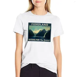 Kvinnors polos Fiordland National Park Zeeland akvarell Vintage T-shirt Blus Tees Korean Fashion Cotton