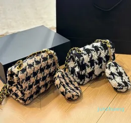 Projektanta torby na torby kobiety Tweed Quild Crossbody Flap torebki na ramię wełniane Houndstooth ręka