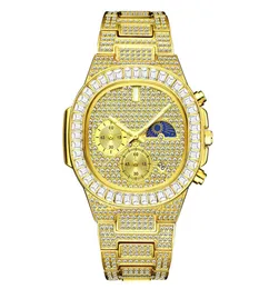 Европа и Америка Mens Bling Watch New Fashion Cz Diamond Quartz Watches for Men Women Fashion Gold Birst Whare3119832