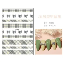 3D Nail Sticker English Letter Stickers Face Mönster Sliders Valentine's Day Nail Art Decoration Plaid Manicure Sticker