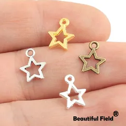 50pcs 1310 mm antico argento in bronzo in oro in oro in oro piatto a mano Pendant Star A026 240507