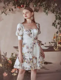 Young Dosen süßes Salz kann klein sein. Erst Liebe Hepburn Square Kragen Rouje Blumen Süßes Kleid Sommerkleid3753991