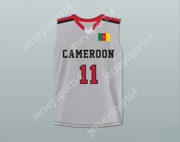 Custom Nay Mens 청소년/어린이 Joel Embiid 11 카메룬 그레이 농구 유니폼 탑 스티치 S-6XL