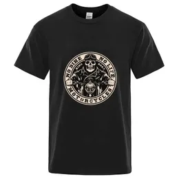 Men's T-Shirts Short Slve Cotton T-shirt Motorcycle Addict Piston Skull T Shirt Mens Hip Hop Shirt Cool Ts Harajuku Strtwear Fashion T240506