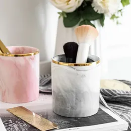 Kosmetischer Aufbewahrung Box Desktop Organizer Nordic Marmor Speicher Keramik Kosmetischer Bürsten Organizer Küche Home Office Lagerung