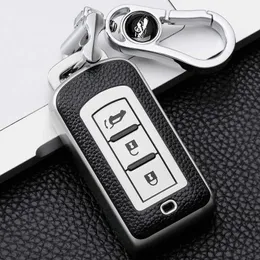 Autoschlüssel TPU+Leder Car Key Case Cover für Mitsubishi Outlander Asx Lancer Pajero Sport Eclipse Cross Key Cover Shell FOB Accessoires T240509