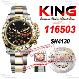 SALE 116503 SA4130 Automatic Chronograph Mens Watch KING Two Tone Yellow Gold Black Stick Dial 904L Oystesteel Bracelet 72H Power Reserv Super Edition Puretime PTRX