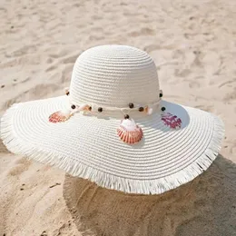 Berets Shell Wholesale Floppy Sunproof Women Sun UV Protection Large Panama Bulk Sombrero Wide Brim Straw Fedora Hat Cap Cap