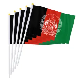 Tillbehör Pterosaur 14*21cm Afghanistan Handflagga, afghanska nationella flagga världsländer dekorera gåvor liten handhållen viftande flagga, 50/100 st