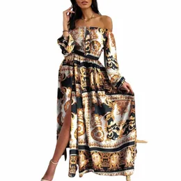 Dr Maxi Dr for Women Vestido de Mujer Summer Evening Dr Printed-Congler Pullover lg sleeved slit lg evening u7tj#