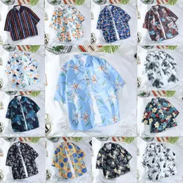 Kvinnor män sommar avslappnad skjortor blommor kort ärm designer kläder skjorta hawaii unisex ung pojke och flickor lösa strandkläder semester semester kläder