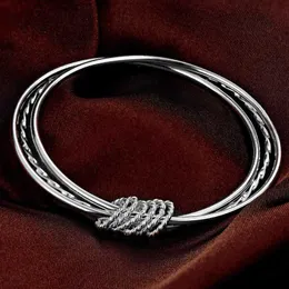 Bröllopsarmband Trendiga enkla tre lager spolcirklar armband armband för kvinnor silver färg bröllop smycken noeud armband pulseiras