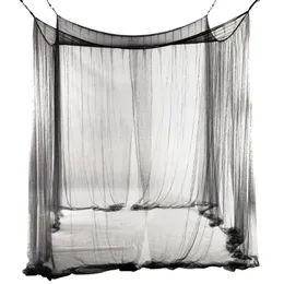 Nowy 4-kokornerowy siatkę z baldachimem Mosquito Net for Queen King Sieded Bed 190 210 240 cm czarny 2690