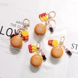Fiori decorativi Burger fritte piccole simulazione di portachiavi alimentari a sospensione Ornamenti fatti a mano fai -da -te Personalità Regalo creativo Modello