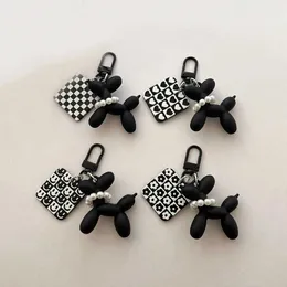 Keychains Lanyards Fashion Balloon Dog Keychain Acrylic Rubber 3D Exit Phone Keyring Car Pendant Cartoon Keyring DIY Gift J240509