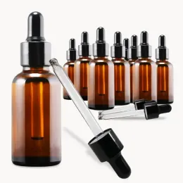 زجاجات قطارة جديدة 5ML-100ML كاشف العين إسقاط العنبر الزجاج العطري السائل الزجاجة الزجاجة قابلة لإعادة ملء الزجاج