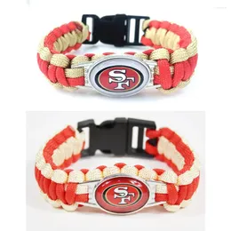 Bangle 18 25mm Glass Football Charms Letter SF Armband Paracord Survival Braided Rope Sports Bangles Diy Jewelry
