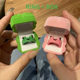 Casal Rings 2pc Cute Frog Ring Lover Polymer Clay Resina acrílica Anel feminino Casal Viagem Ring Summer Fashion Animal Jewelry Gift WX