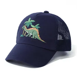 DL69 CAPS HATS Summer Childrens Baseball Hat Baby Cartoon Print Dinosaur Sunscreen Admable Outdior Leisure Treasable Drying Drying Mesh D240509