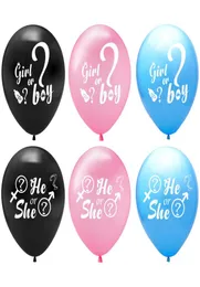 Party Decoration Boy Girl Luftballons 12 Zoll Geschlecht enthüllen, dass er oder sie Latex Ballons Black Blue Pink White aufblasbare Globos Toys Baby4004837