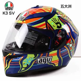 Italiano Agv K3SV Helmet Motorcycle Outdoor Riding Anti Fog Four Seasons Mens and Womens Full Helmets