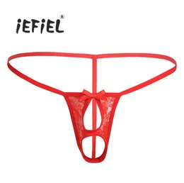 iEFiEL Men Lingerie Panties Open Butt Crotchless Penis Ring Ball Lifter Bikini Gstring Underwear Underpants Thong Mens3717773