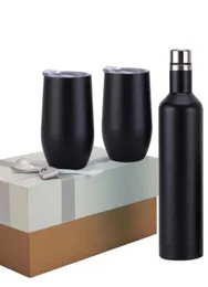 Conjunto de vinhos Set 3pcs lote de ovo de ovo de ovo conjunto de aço inoxidável parede dupla isolada com uma garrafa Two Wine Tumbler com presente BO2560720