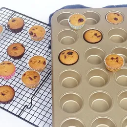 1 st 24-kavitet non-stick kol stål kopp kaka mögel muffins dessert bakplattor pannbricka hem kök diy bakverktyg