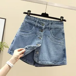 Women's Shorts Women Korean A-line Jean Szorty Fashion Skirts Pantaloncini Casual Vintage High Waist Slim Denim Culottes Summer