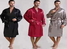 Wholemens Silk Satin Pyjamas Pyjama Pyjamas PJS Sleepwear Robes Robes Nightgown Lounge Wear S3XL Plus Black5401142