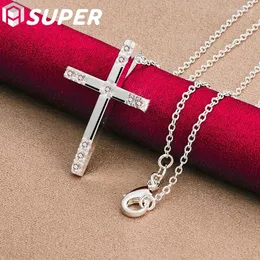 PENDANTI 925 Sterling Silver Zircon Cross Cipndant Necklace da 16-30 pollici per donne Fashion Charm Wedding Belierry