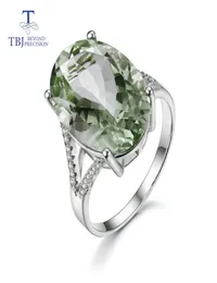 TBJBIG 13CT Zielony Pierścień Ametyst Oval Cut1318 Pierścień z kamienia szlachetnego w 925 Srebrny biżuteria do kamieni szlachetnych z pudełkiem Y1894075849