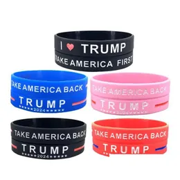 Outros suprimentos de festa festiva Presidente Trump Sile pulseira pulseira mantém as pulseiras americanas Donald Vote Star Striped Bangles Wris dh5tf