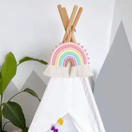 Dekoracyjne figurki 8 linii Macrama Rainbow wiszące ozdoby DIY bawełniane lina tkana ścienna dekoracja domowego akademika baby shower