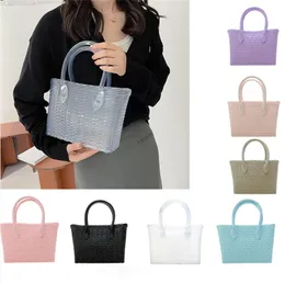 Werks Großhandel Frauen Umhängetasche Sommer bonbonfarbener Strandbeutel wasserdichte PVC gewebte Handtasche Einfache Schwimmfeiertag Frauenhandtasche 528#