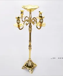 Candelabro di candela in metallo da 83 cm a pavimento in oro più votato con una ciotola di fiori con bella ciotola di fiori FWB105929555751
