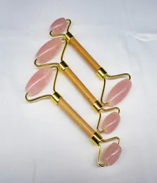Rose Quartz Pink Jade Roller Handcraft Massager Kits with guasha gua sha spiked wave face facial massage白いボックスパッケージin stoc48111136