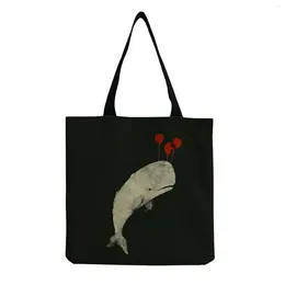 Bag Simple Size Storage Bags For Women Cute Cartoon Whale Balloon Print Limited Shopping Shoulder High Quality Trend Handbag