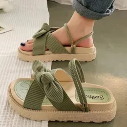 Sandias De Tacon Internet Women Shoes Summer Fairy Style Improve Fashion Student Platform Roman Lady Flat Shoe 240428