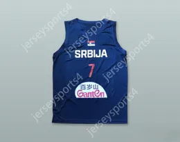 Custom Nay Mens Youth/Kids Bogdan Bogdanovic 7 Serbia Navy Blue Basketball Jersey Top Top S-6xl S-6XL