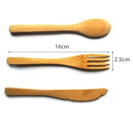 3pcsset ECOFRIVELY Japaner tragbares 16 -cm -Besteckset Bamboo -Tischgeschirr Set Messer Fork Essgeschirr Marmelade Cutlery Set für CHI6686222