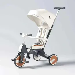 Strollers# Childrens Tricycle Multifunction Folding Baby Stroller Three Wheel Stroller Bidirectional Pram for Kids Trolley Baby Carriage T240509