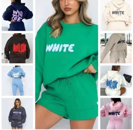 Women Tracksuits Two Pieces Set white Designer hoodie Womens foxs Womens Cowl Neck Long Sleeve Sweatshirt and Pants Set Tracksuit Pullover Hooded Sports suit zgwq