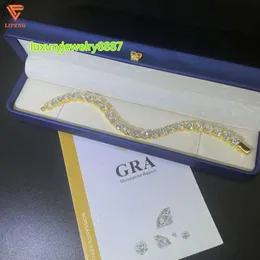 Lifeng Jewelry Ice Out Luxury 925 Silver Diamond Bracelet D VVS Moissanite Tennis Link Chain 힙합 손목 팔찌