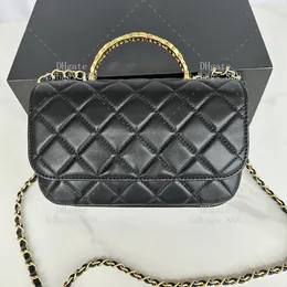 حقيبة رفرف صغيرة مع مقبض Lambskin Crossbody Pags مصمم حقيبة اليد الفاخرة حقيبة الأزياء 10A مرآة 1: 1 حقيبة 22 سم مع مجموعة هدايا WC448