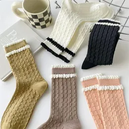 Frauen Socken gebratener Teig Twist JK Lolita Spitze Kawaii süße Rüschen Mädchen lässige Baumwollsocke atmungsaktiv Harajuku Vintage