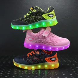 Children's Luminous USB Charging LED Light Spider Style Running Horse Lamp Children's Men's and Women's Sports Shoes